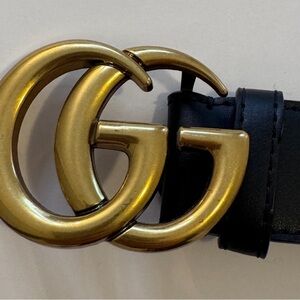 Gold and Black Designer Belt Double G